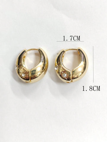 1pair Fashion Rhinestone Decor Earrings