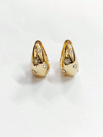 1pair Fashion Rhinestone Decor Earrings