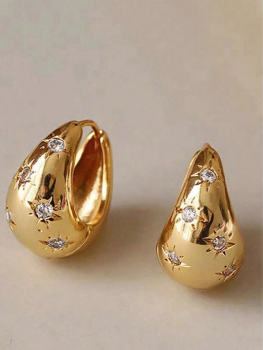 1pair Fashion Rhinestone Decor Earrings