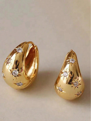 1pair Fashion Rhinestone Decor Earrings