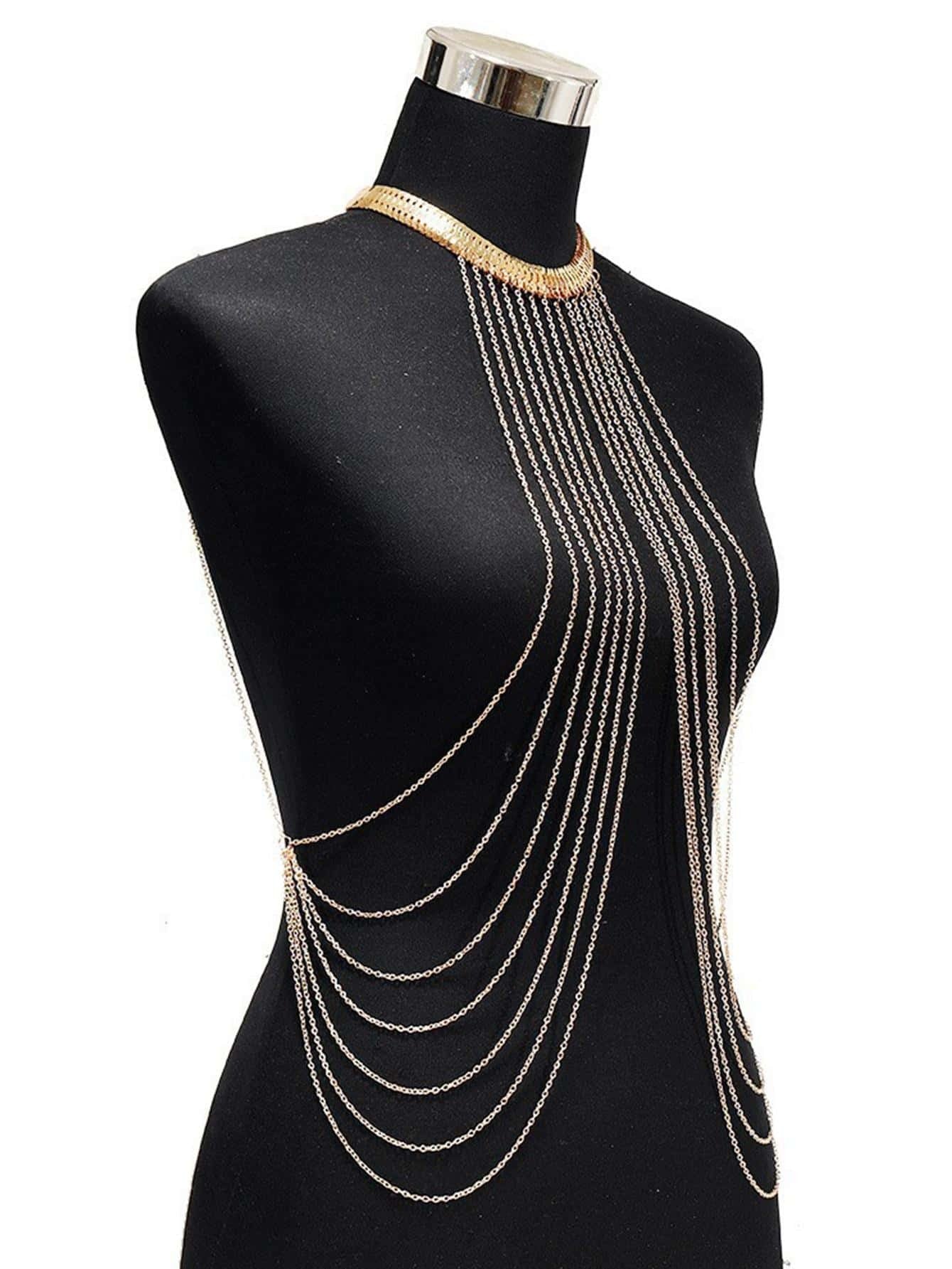 1pc Fashion Iron Alloy Layered Body Chain For Women For Daily Life