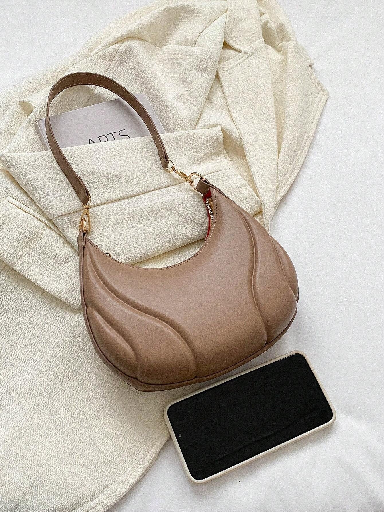 1pc Fashionable Solid Color Lightweight Crescent Shoulder Bag