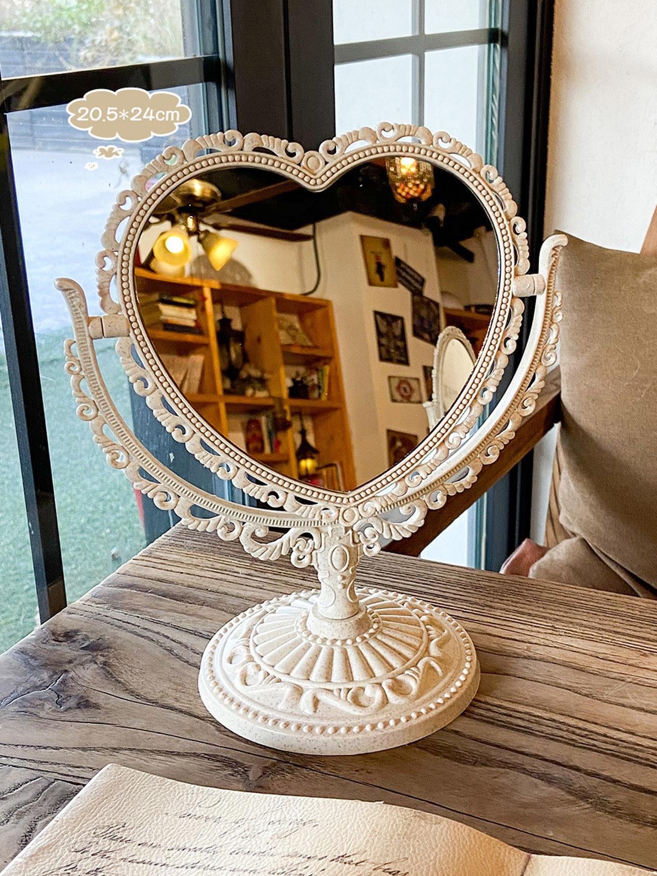 1pc Heart Shaped Mirror Design Decorative Object