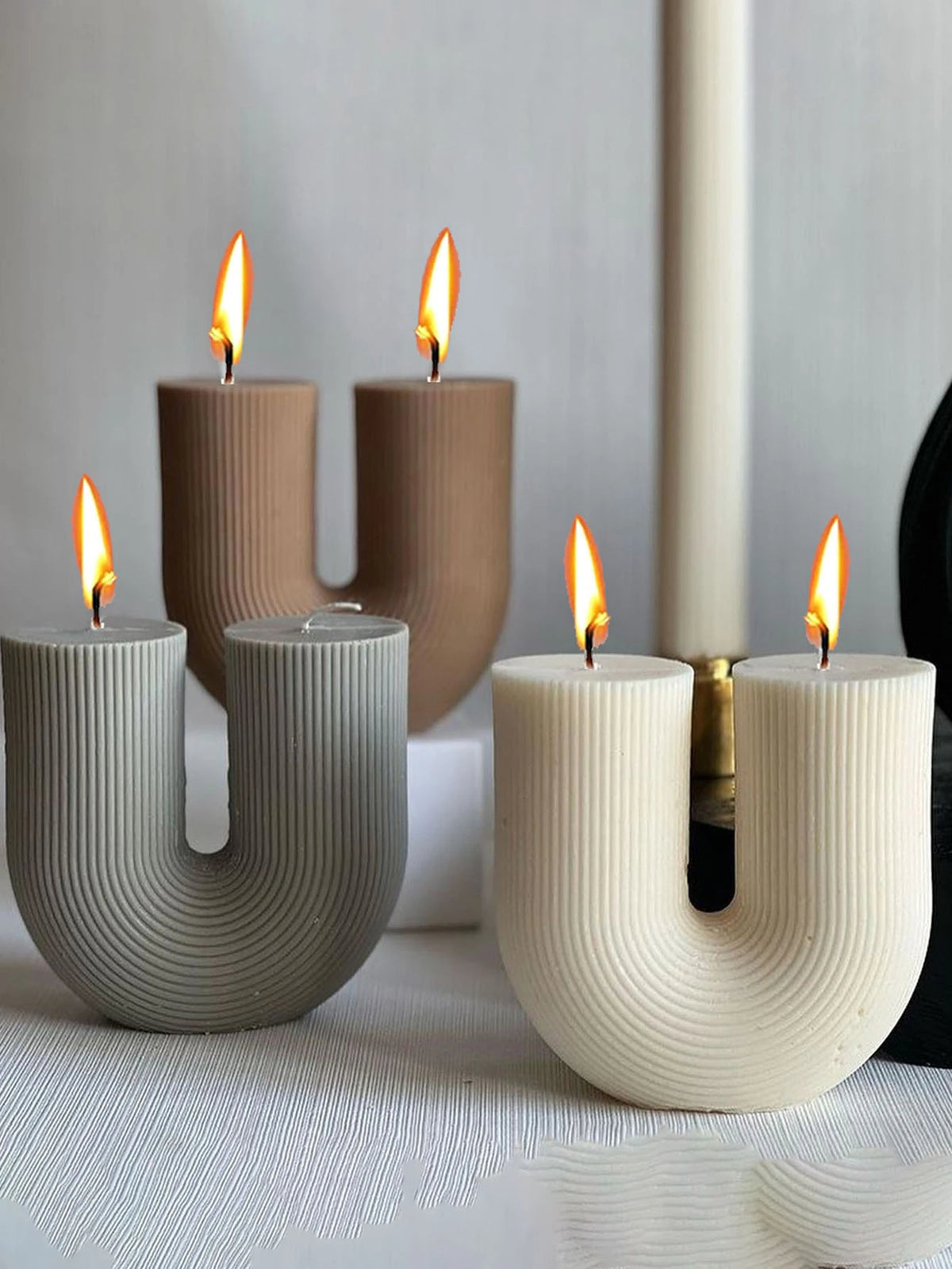 1pc U-shaped Striped Cylinder Arch Candle Mold