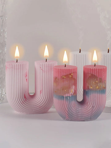 1pc U-shaped Striped Cylinder Arch Candle Mold