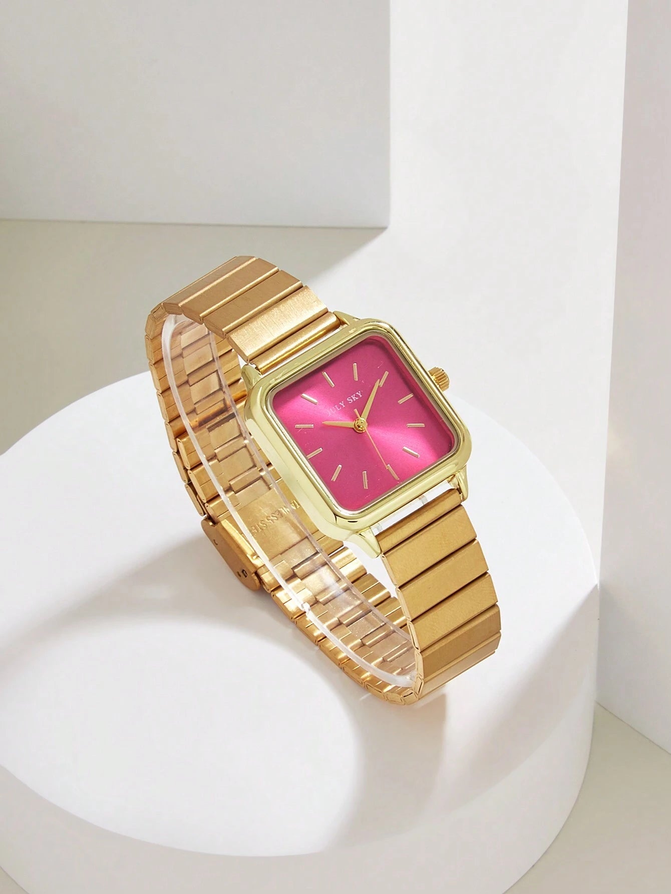 1pc Women's Gold Elegant Stainless Steel Strap Quartz Watch