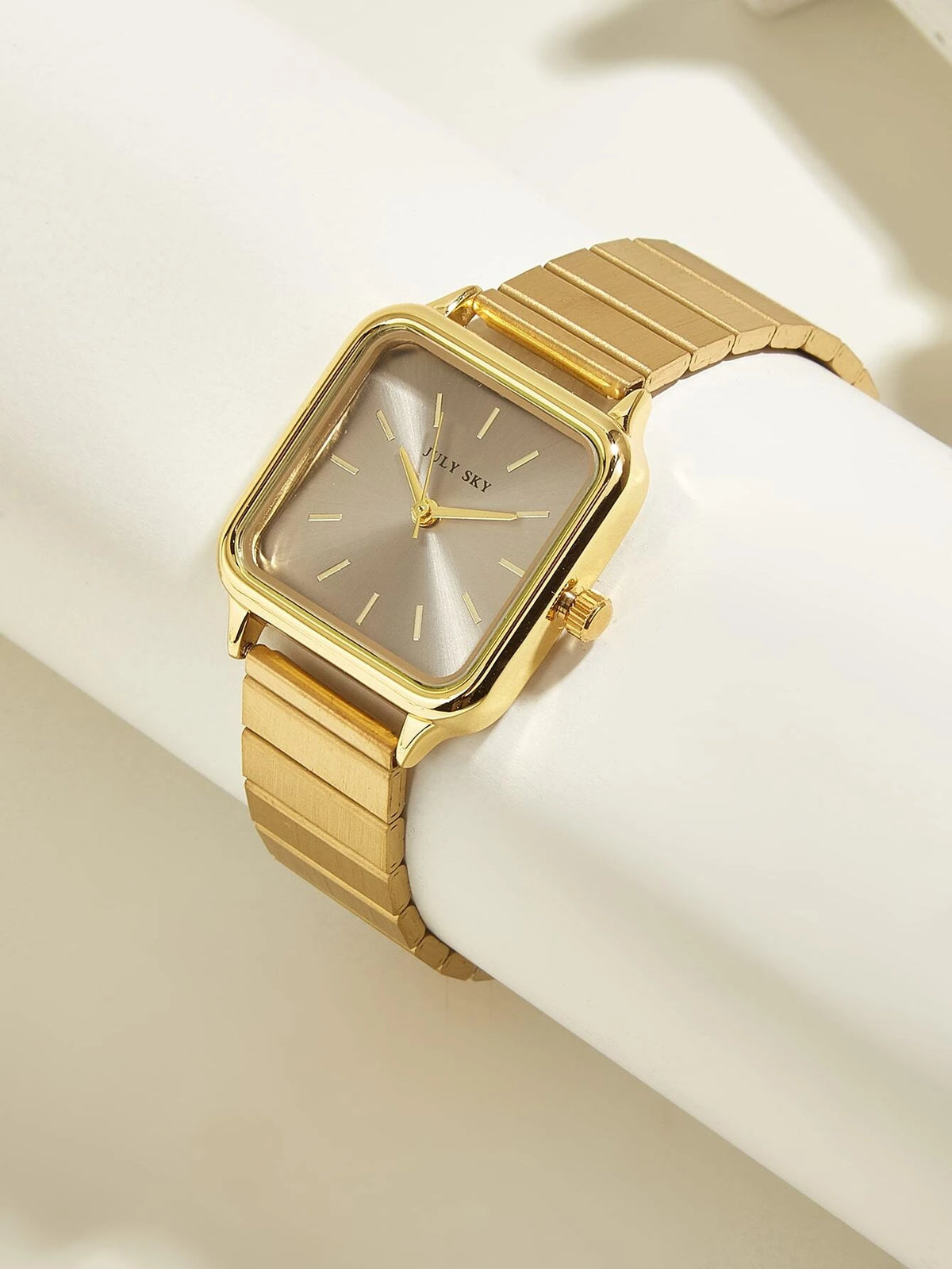 1pc Women's Gold Elegant Stainless Steel Strap Quartz Watch