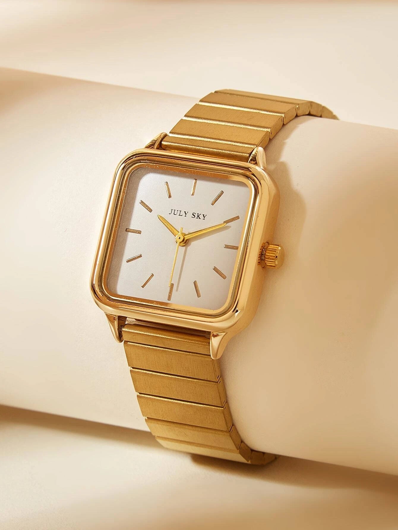 1pc Women's Gold Elegant Stainless Steel Strap Quartz Watch