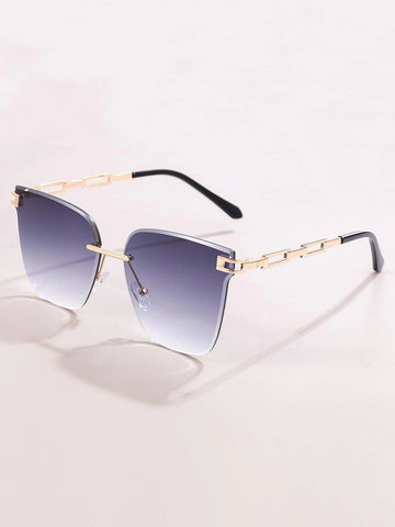 1pc Women's Metal Frameless Square Sunglasses