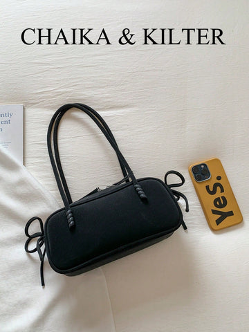 1pc Plain Color Suede-Like Fabric Shoulder Bag