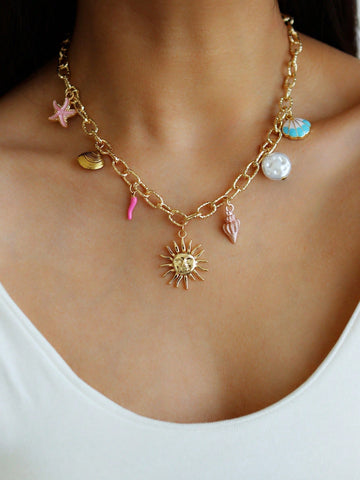 1Pc Charm Dopamine Cherry, Heart, Starfish, Chili Pepper, Faux Pearl, Bee Pendant