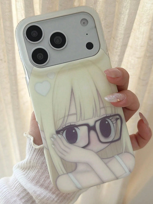 1pc Cute Big Eye Cartoon Pattern Phone Case
