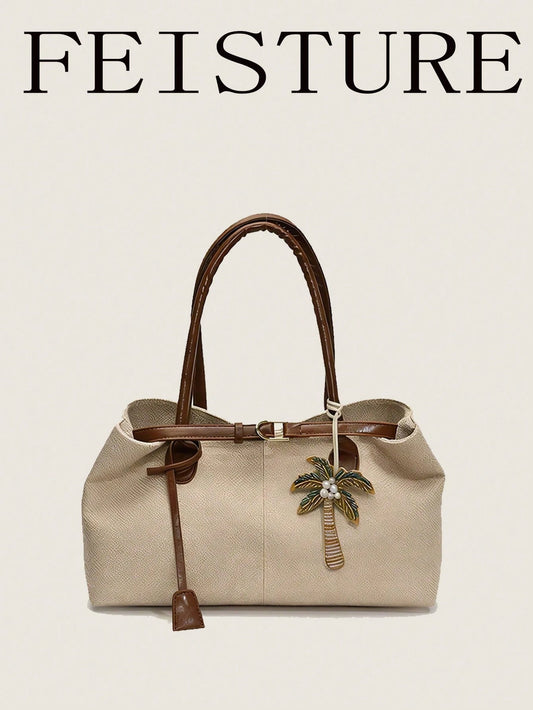 Strap Decor Straw Bag