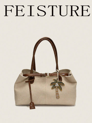 Strap Decor Straw Bag