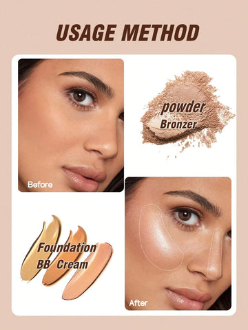 1pc Large Foundation Brush With Circular Oblique Head, Professional Synthetic Hair Makeup Brush