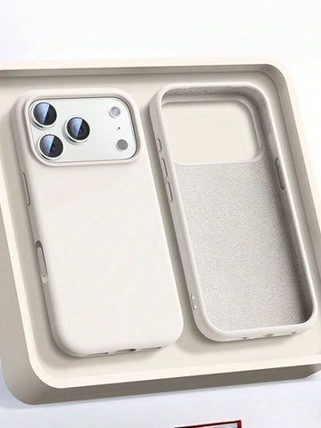 1pc Luxury Candy Color Liquid Silicone With AI Button Mobile Phone Case