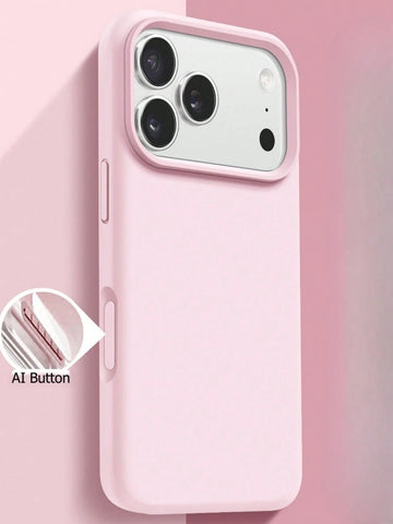 1pc Luxury Candy Color Liquid Silicone With AI Button Mobile Phone Case