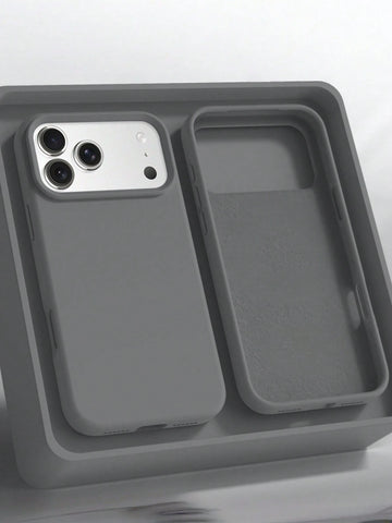 1pc Luxury Candy Color Liquid Silicone With AI Button Mobile Phone Case