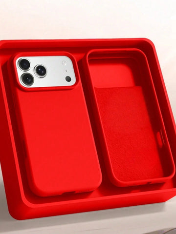 1pc Luxury Candy Color Liquid Silicone With AI Button Mobile Phone Case