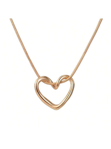 1pc Minimalist Stainless Steel Chain Hollow Heart Pendant Necklace