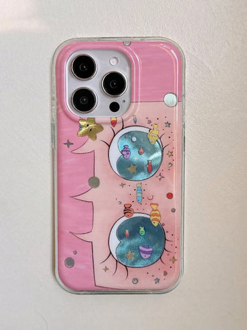1pc Cute Big Eye Cartoon Pattern Phone Case