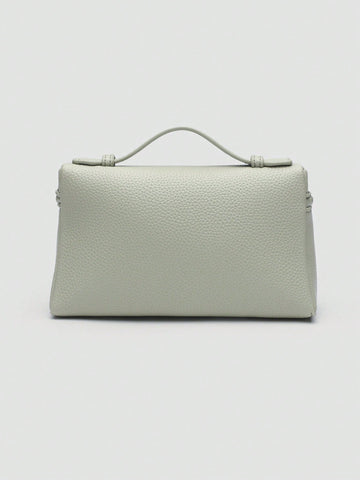 1pc Solid Color Litchi Grain PU Square Crossbody Bag