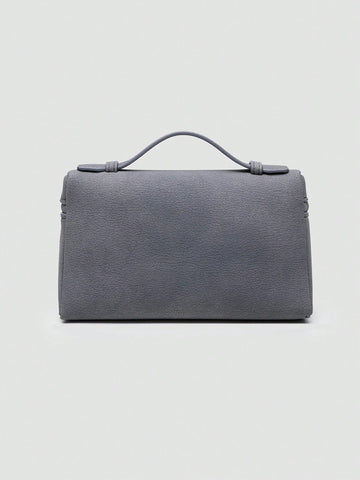 1pc Solid Color Litchi Grain PU Square Crossbody Bag