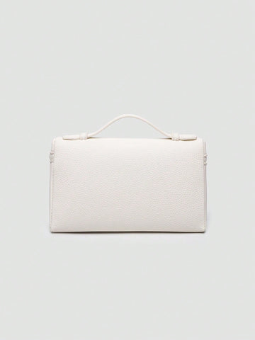 1pc Solid Color Litchi Grain PU Square Crossbody Bag