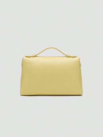 1pc Solid Color Litchi Grain PU Square Crossbody Bag