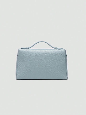 1pc Solid Color Litchi Grain PU Square Crossbody Bag