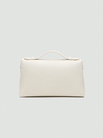 1pc Solid Color Litchi Grain PU Square Crossbody Bag