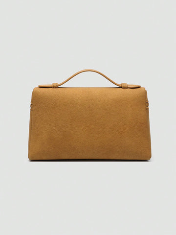 1pc Solid Color Litchi Grain PU Square Crossbody Bag