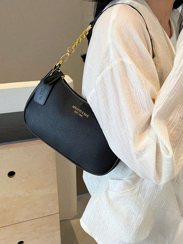 1pc Women Plain Color PU Shoulder Bag