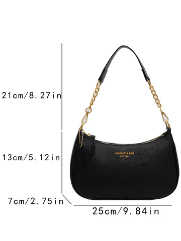 1pc Women Plain Color PU Shoulder Bag