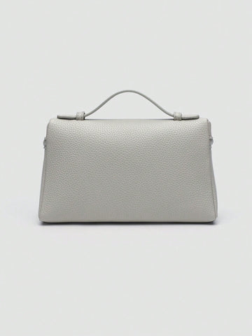 1pc Solid Color Litchi Grain PU Square Crossbody Bag