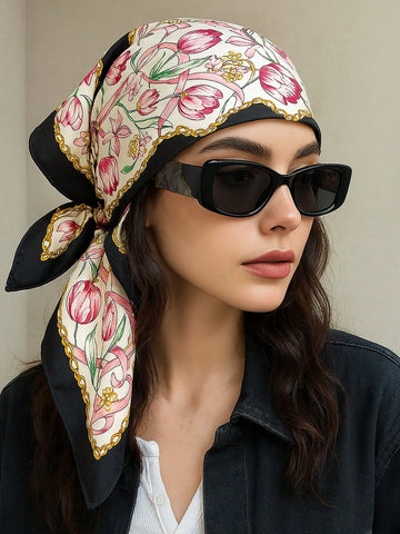 Square Silk Scarf With Lemon Print