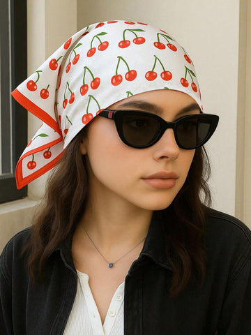 Square Silk Scarf With Lemon Print