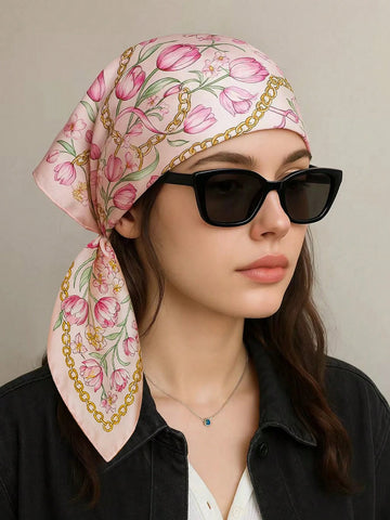 Square Silk Scarf With Lemon Print