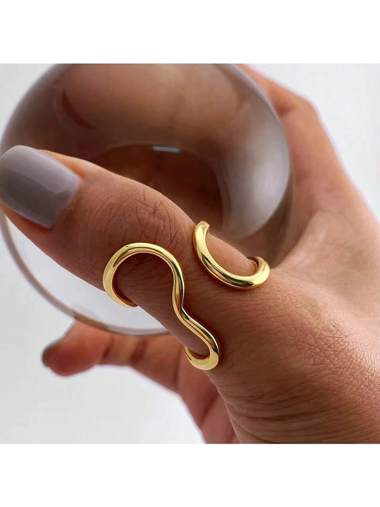 1pc Stainless Steel Gold Color Ring Colorfast Popular Party