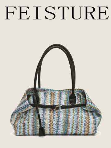 Strap Decor Straw Bag