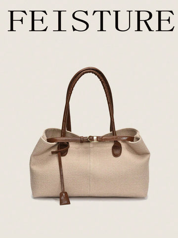 Strap Decor Straw Bag