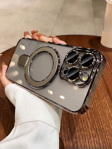 1pc Transparent Electroplated Shockproof Silicone Phone Case