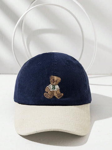 1pc Vintage Cute Embroidered Bear Patchwork Unisex Baseball Cap