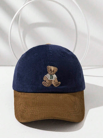 1pc Vintage Cute Embroidered Bear Patchwork Unisex Baseball Cap