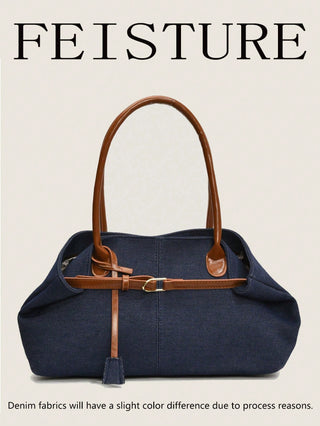 Strap Decor Straw Bag