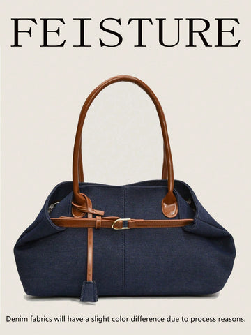 Strap Decor Straw Bag