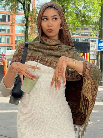 1pc Women Pashmina Scarves Bohemian Style Women Tassel Hijab