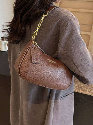 1pc Women Plain Color PU Shoulder Bag