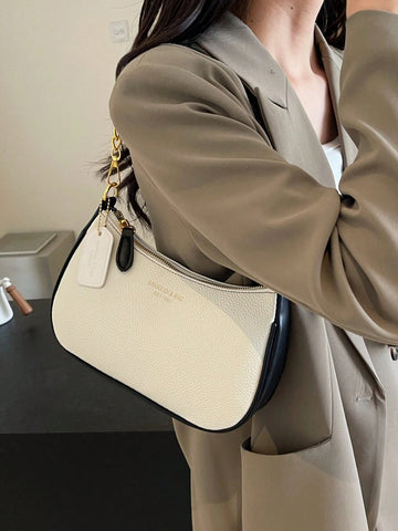 1pc Women Plain Color PU Shoulder Bag