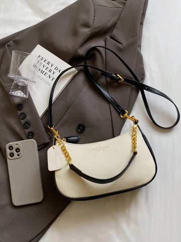 1pc Women Plain Color PU Shoulder Bag